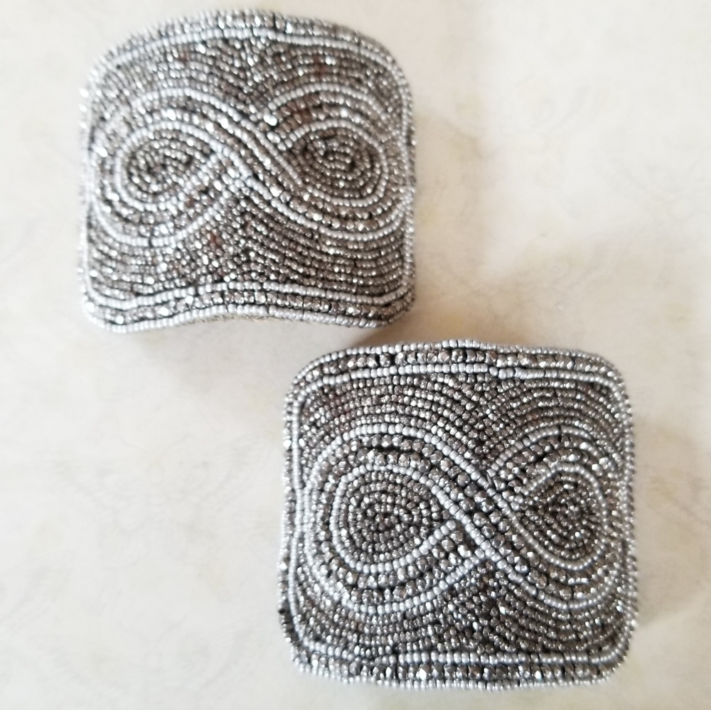 Vintage Antique Art Deco 1920s Made In France Beaded Shoe Clip Buckle Set - Picture 15 of 15